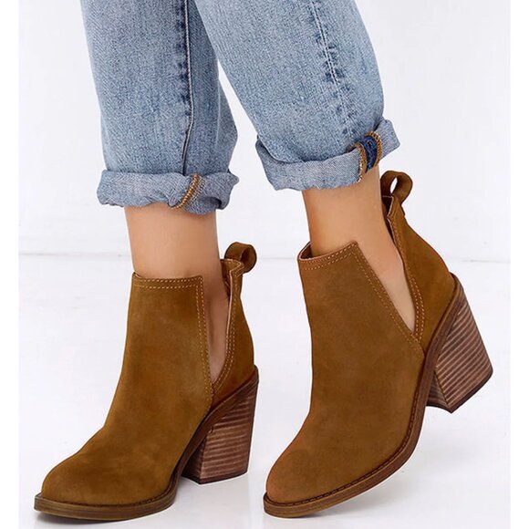 Steve Madden Sharini Chestnut Suede Leather Ankle Booties New - Picture 2 of 8